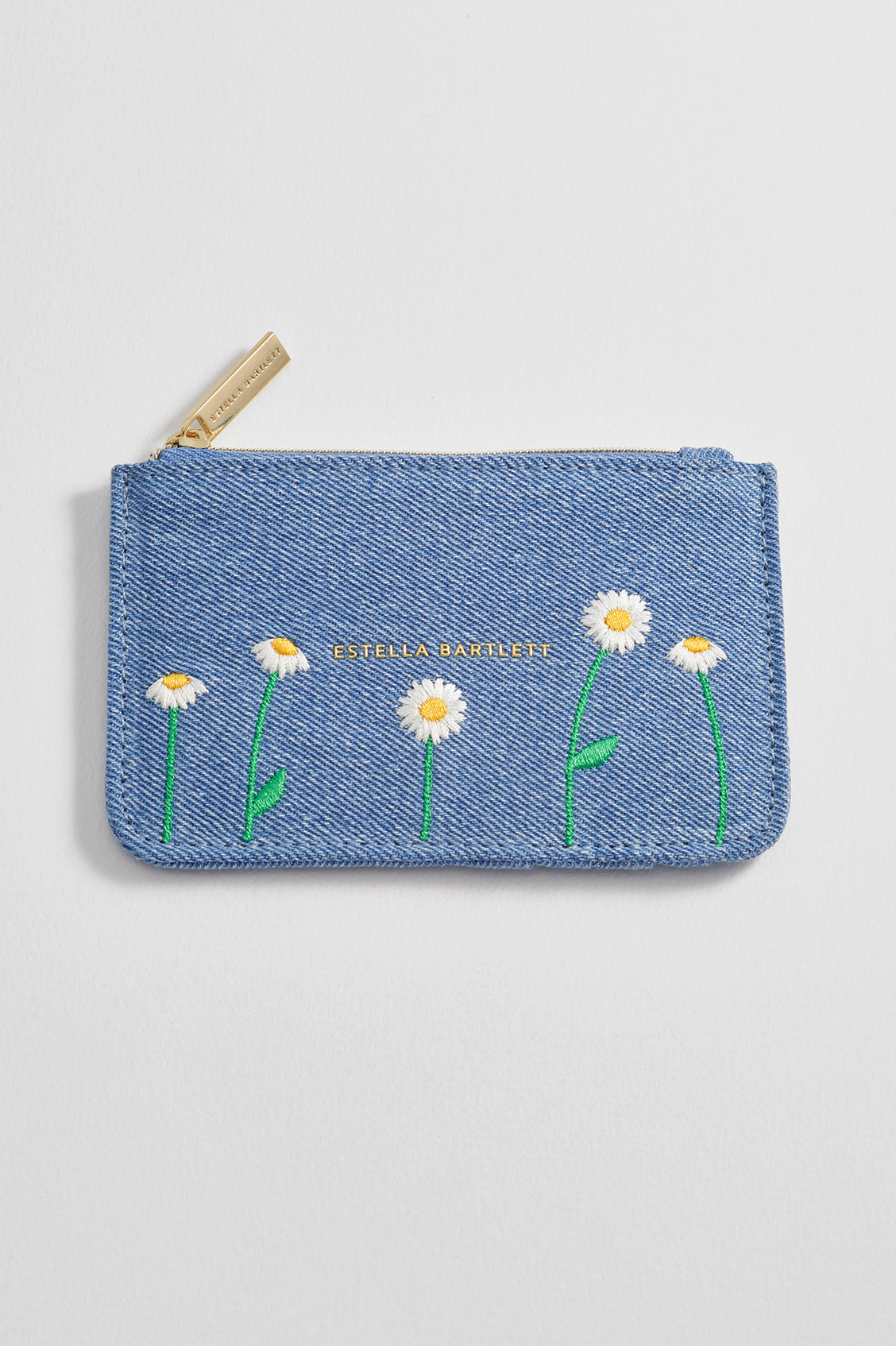 Daisy Embroidered Card Holder Wallet - Floral Design RFID Blocking Slim Minimalist Wallet for Women - Perfect for Everyday Use, Travel & Gift Giving