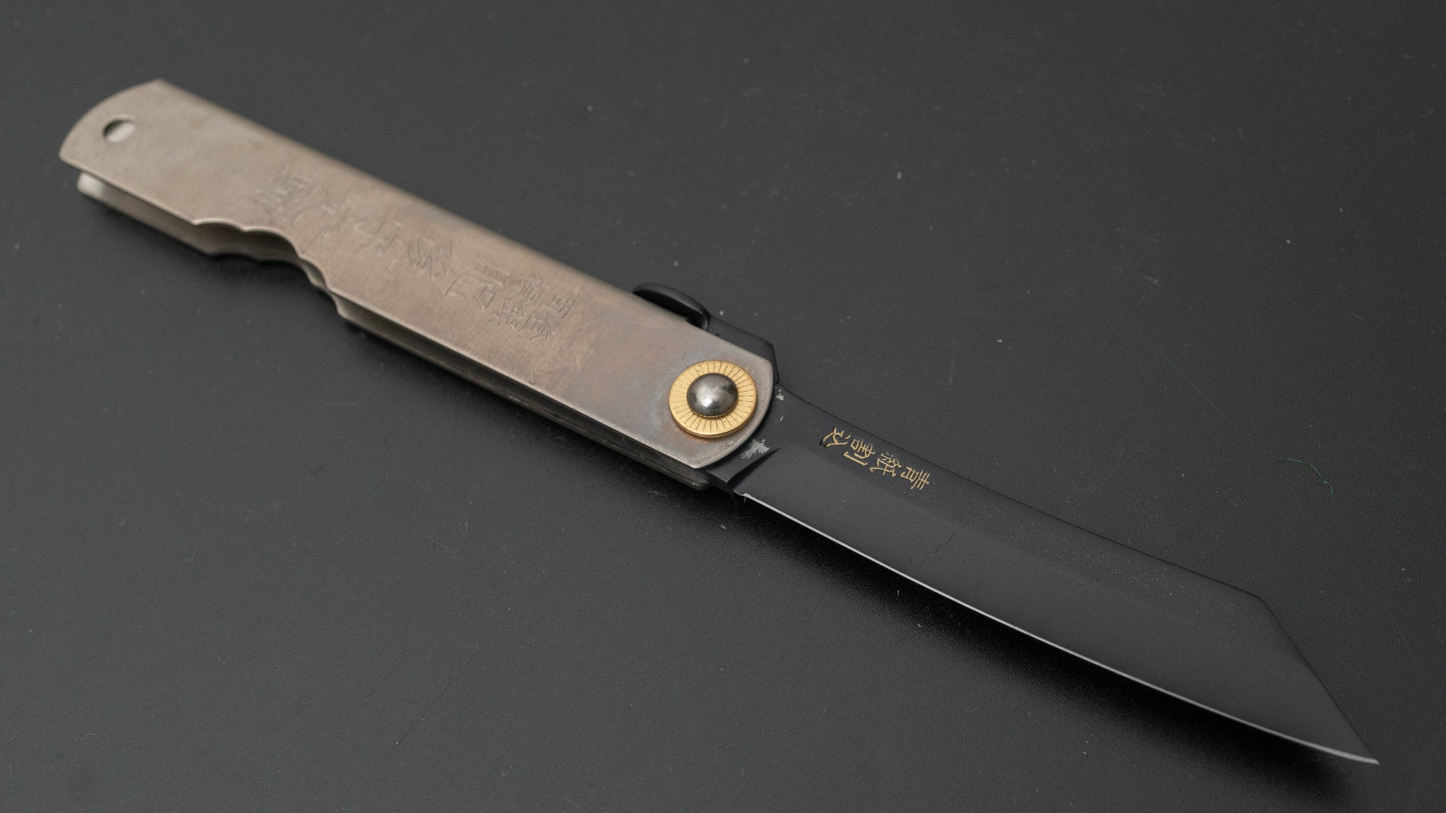 Higonokami Japanese Custom Folding Knife - Large Titanium Handle (#20) - EDC Pocket Knife for Camping, Hiking & Outdoor Activities