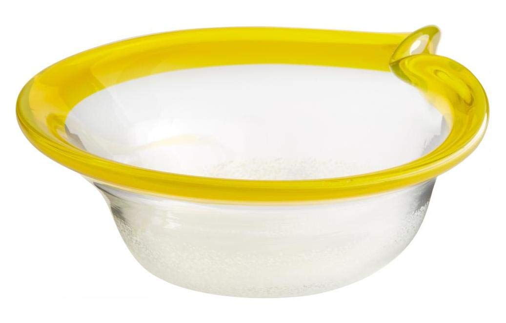 11.25-Inch Wide Yellow & Clear Saturna Glass Decorative Bowl - Perfect for Centerpieces, Fruit Display, and Home Décor