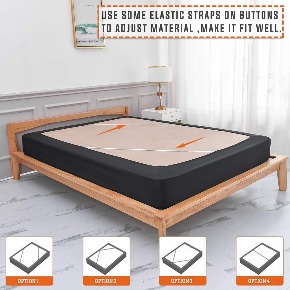 Twin Six Premium Bed Box Spring Cover - Full/Full XL Size - Black Mattress Protector Encasement & Bed Skirt - Perfect for Guest Rooms, Dorms & Home Bedroom Updates