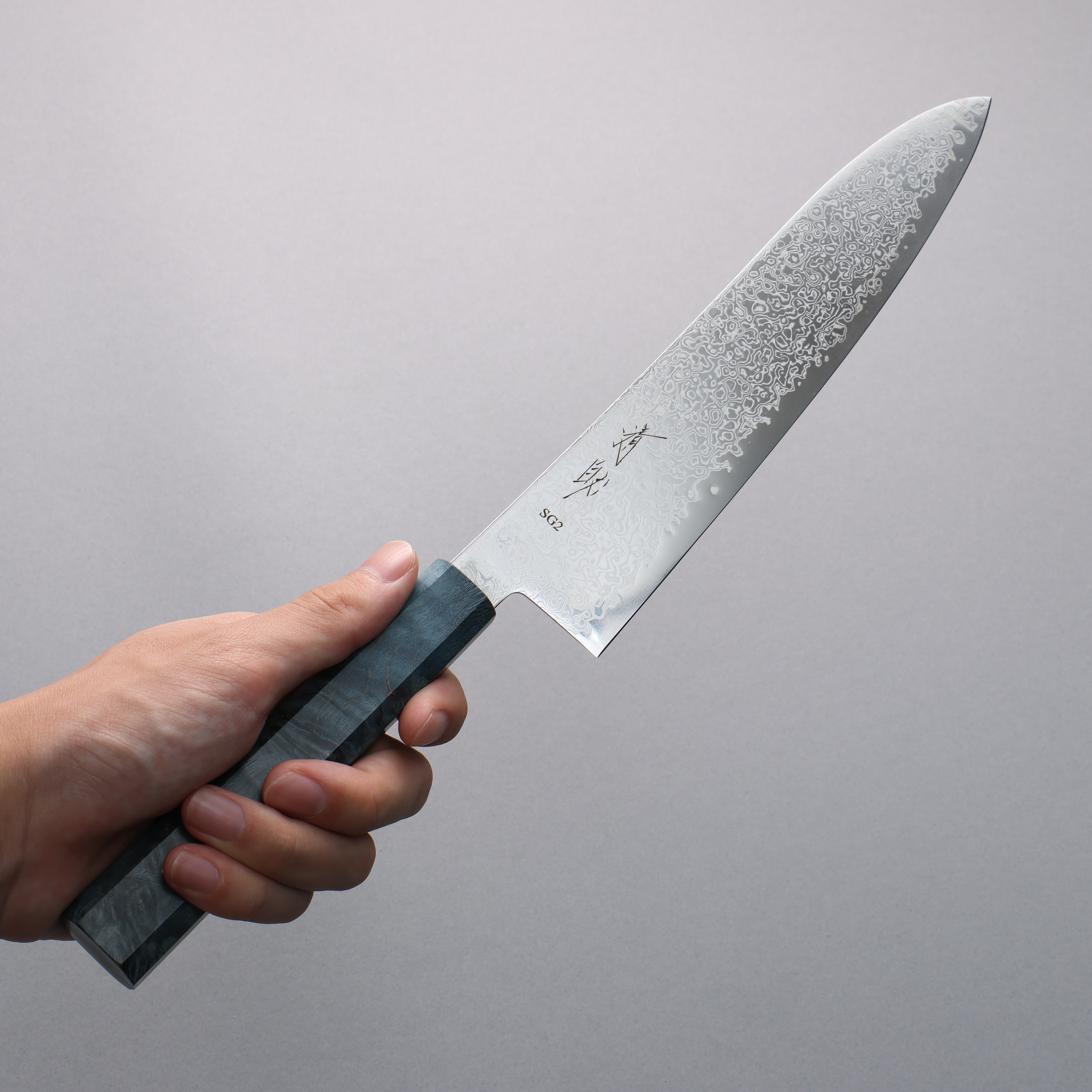 Premium Seisuke SG2 Damascus Gyuto Knife 210mm - Blue Stabilized Wood Handle - Japanese Chef Knife for Professional Cooking, Slicing & Meat Cutting
