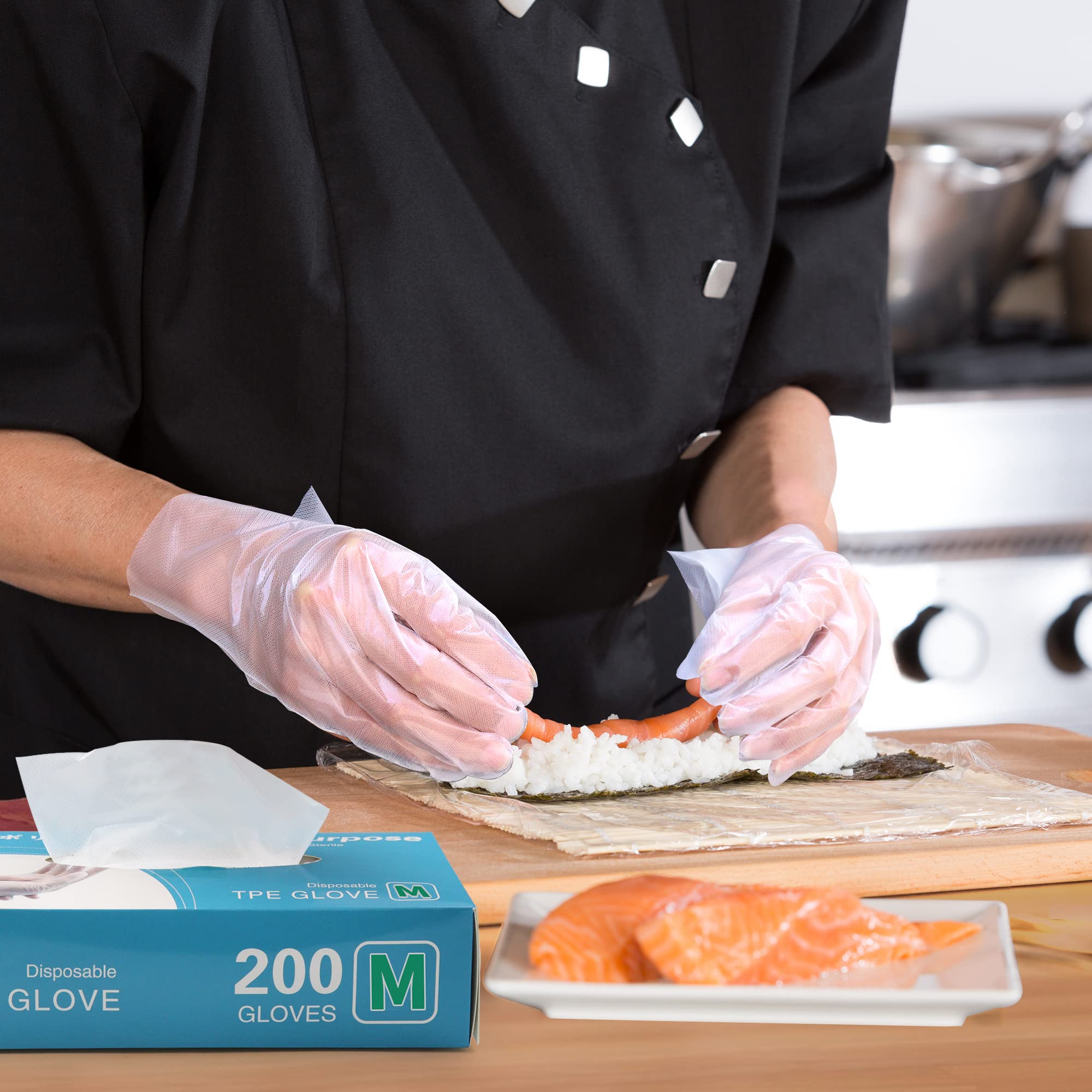 POPMISOLER 6000Pcs Disposable TPE Gloves - Food Safe, Latex-Free, Large Size, Transparent - Perfect for Kitchen Cooking, Food Handling, Cleaning & Hygiene Protection