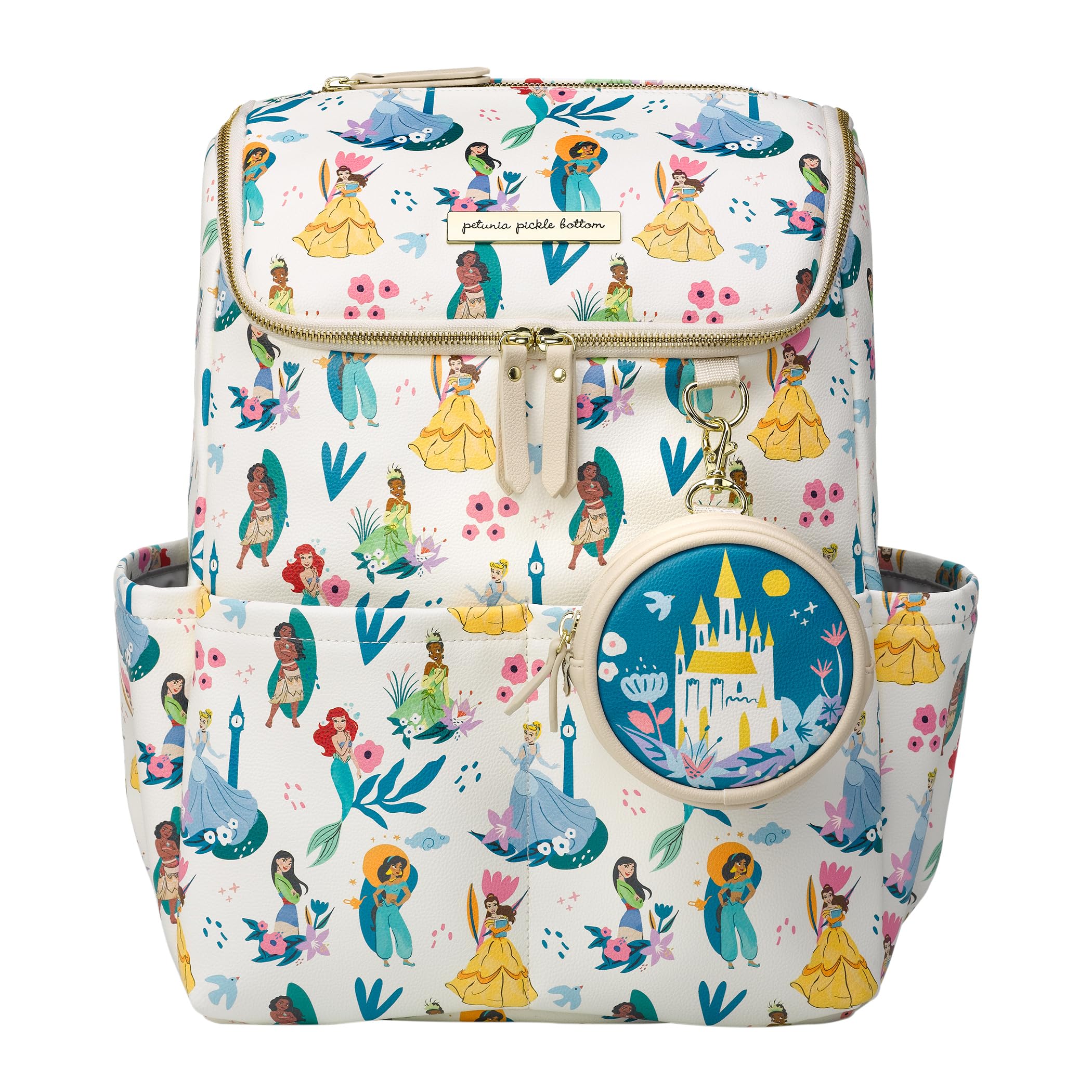 Petunia Pickle Bottom Method Diaper Bag Backpack – Spacious & Stylish Baby Bag for Traveling Parents | Waterproof, Multiple Pockets, Comfortable Straps | Ideal for Daycare, Park Outings & Family Vacations (Disney Princess Courage & Kindness Design)