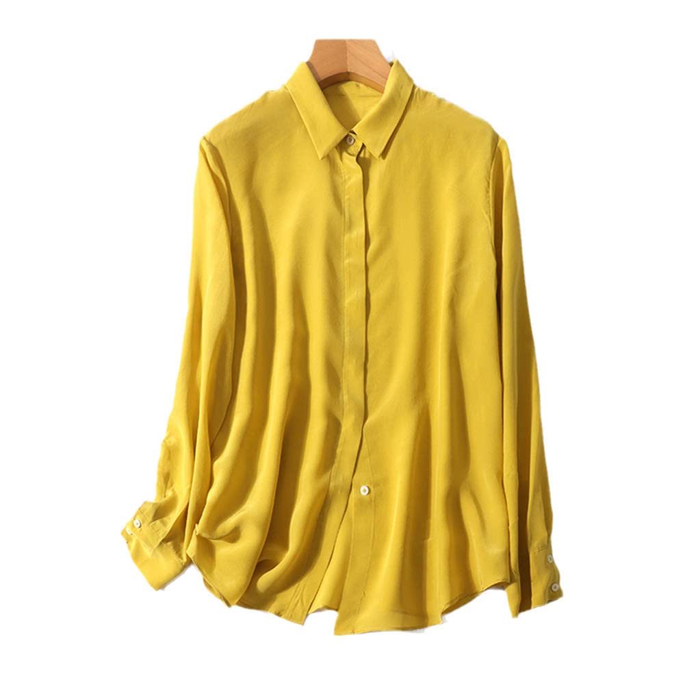Premium Natural Silk Blouse for Women - Elegant Long Sleeve Office Shirt & Work Tops - Perfect for Business Meetings, Professional Attire & Formal Occasions