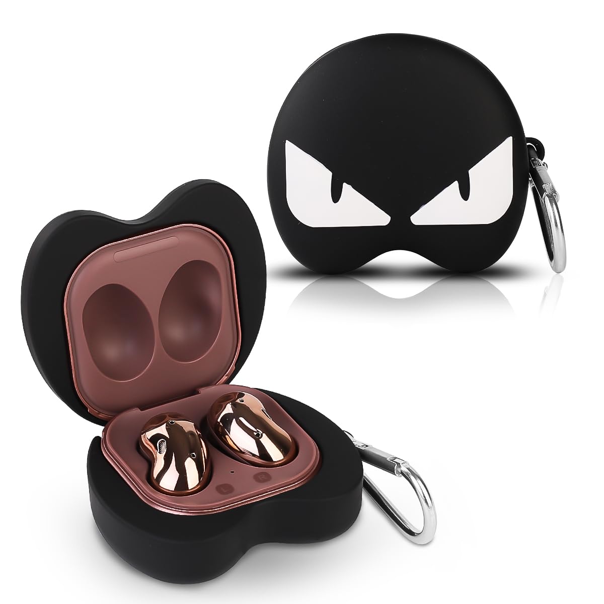 Silicone Case for Samsung Galaxy Buds 2 Pro/2/Pro/Live - Protective Cover with Keychain (AngryWhite) for Travel & Gym