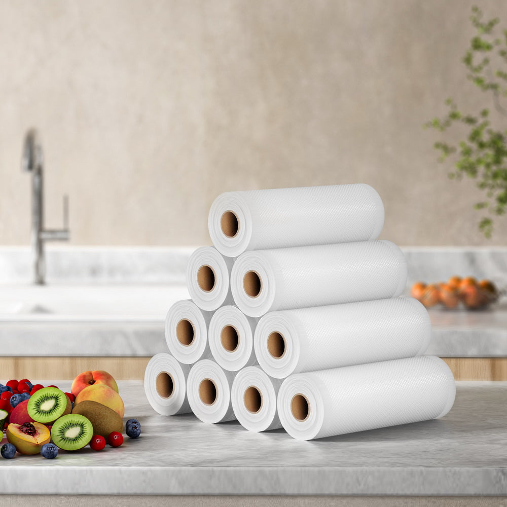 10 Rolls Vacuum Sealer Bags for Food Storage (20cm x 6m) - Airtight Heat Sealing Bags for Sous Vide, Meal Prep & Freezer Organization - Perfect for Vacuum Sealers, Sous Vide Cooking & Long-Term Food Preservation