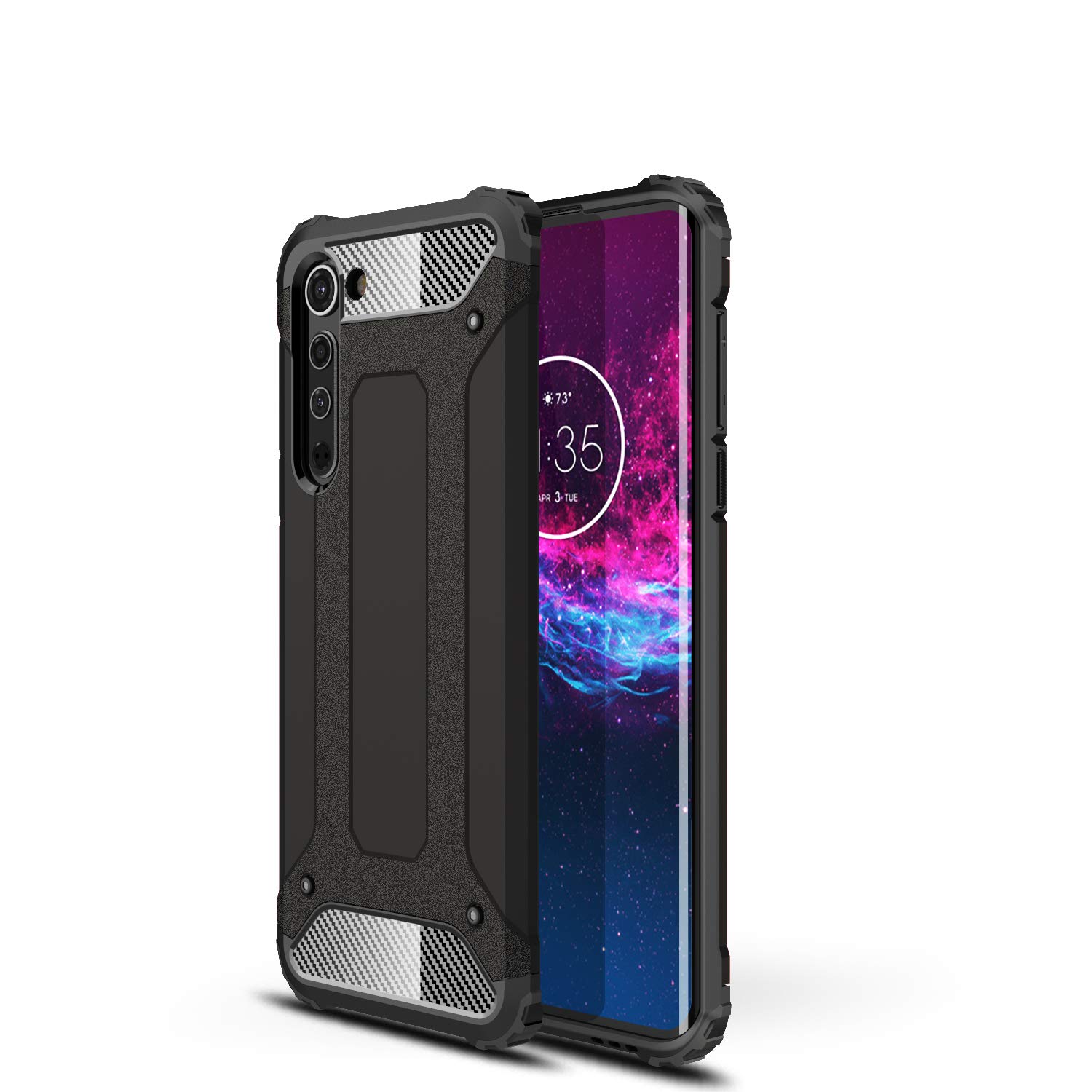 Shockproof Heavy Duty Rugged Case for Motorola Edge - Dual Layer Armor Protection with Thickened Corners (Black) | Perfect for Outdoor Activities, Work & Everyday Use