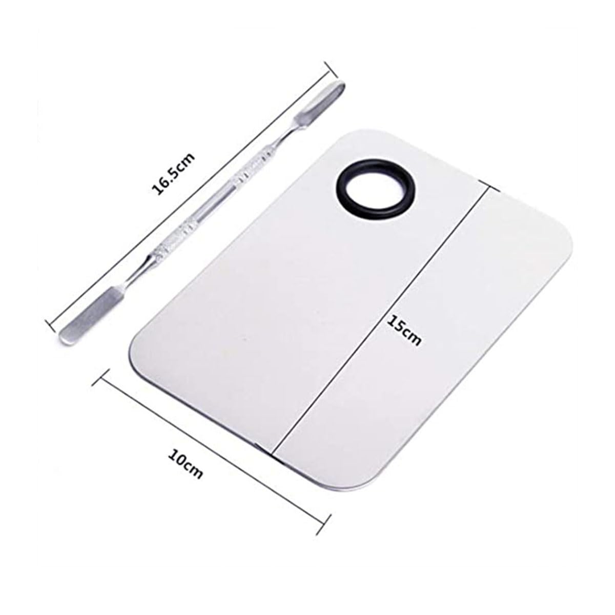 Professional Stainless Steel Makeup Palette with Spatula - Cosmetic Mixing Tray for Foundation, Nail Art & Makeup Blending - Perfect for Salon, Home Beauty & Professional Makeup Artists