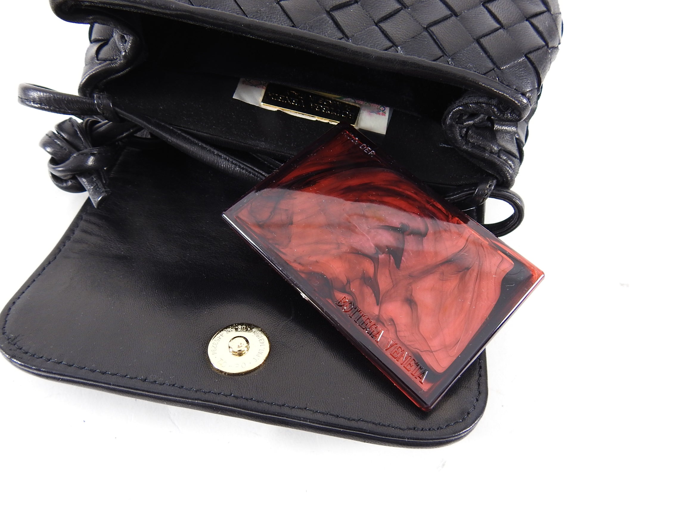 Bottega Veneta Vintage Mini Intrecciato Black Leather Crossbody Bag for Women | Luxury Designer Handbag | Perfect for Date Night, Travel & Everyday Use
