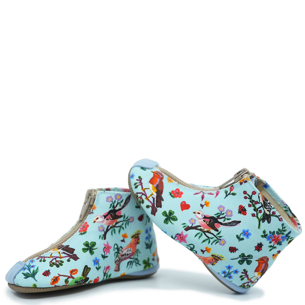 Pepe Turquoise Birds Zipper Bootie - Stylish & Comfortable Baby Shoes for Boys & Girls | Perfect for Casual Wear, Outdoor Play & Special Occasions