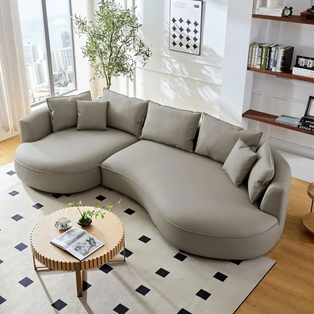 Luxury Curved Sectional Boucle Sofa Couch – Modern Comfortable Living Room Furniture for Small Spaces & Apartments | Perfect for Lounge, Family Room & Contemporary Home Decor