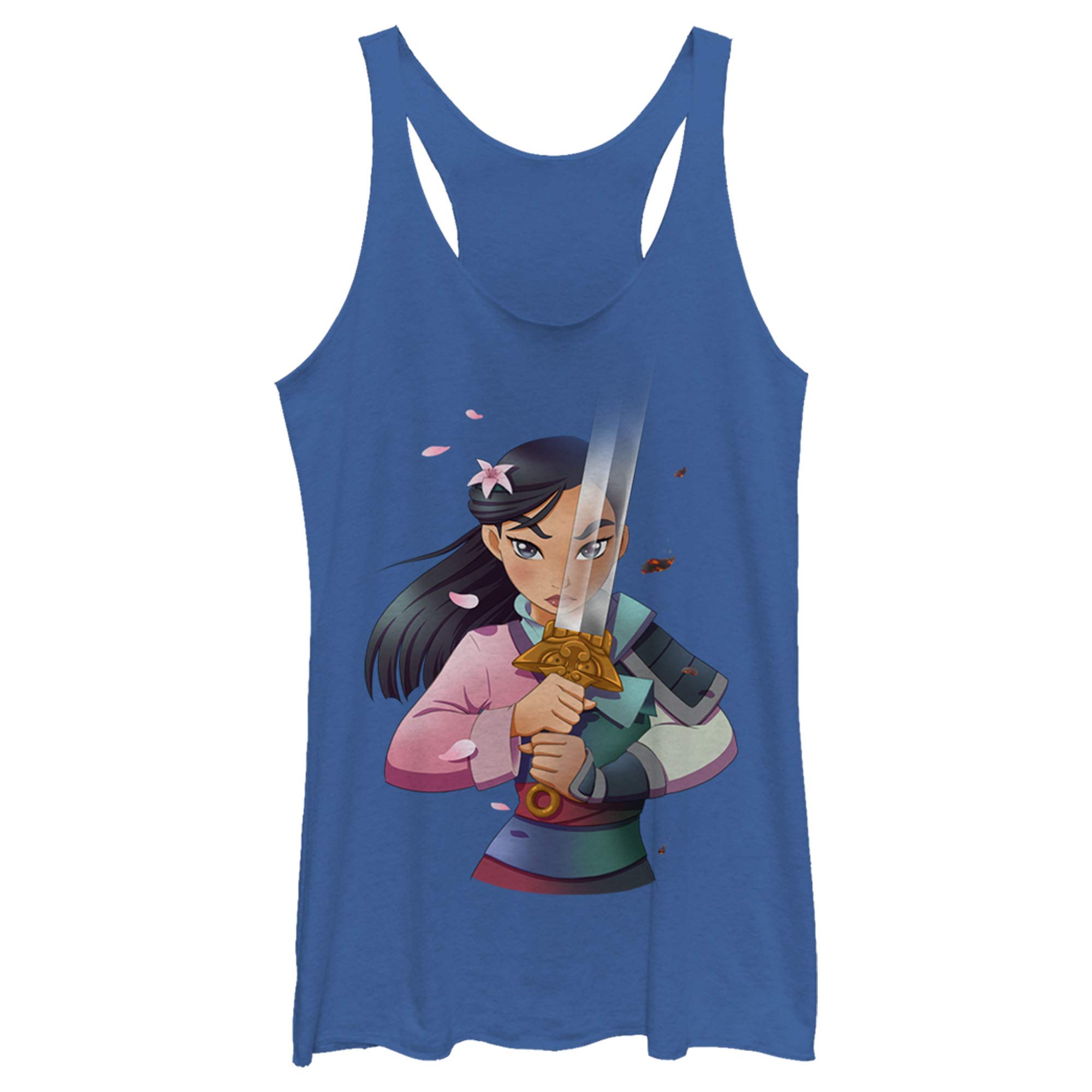 Disney Princess Mulan Anime Women's Tri-Blend Racerback Tank Top - Casual Layering Tee for Summer, Workout & Cosplay