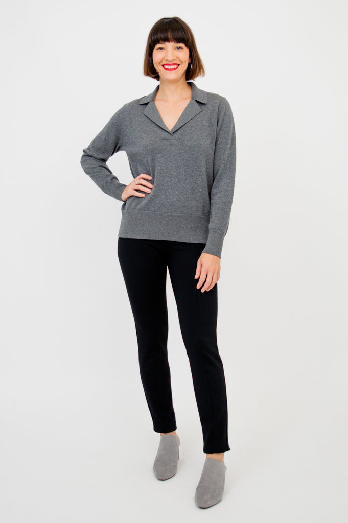Astrid Women's Cotton Sweater in Graphite - Soft & Comfortable Pullover for Casual Wear, Office & Fall Outfits