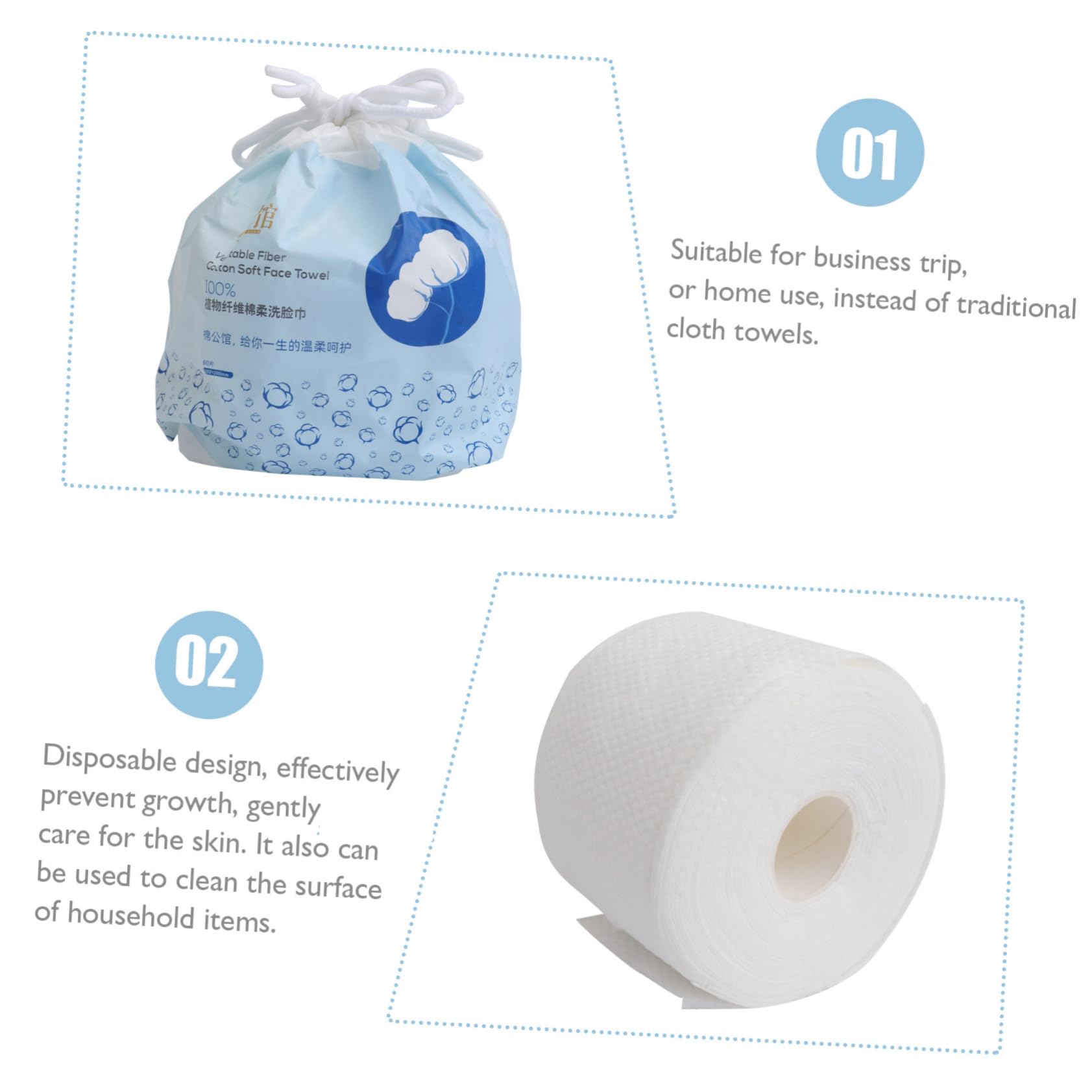1pc Disposable Washcloth - Pure Cotton Makeup Remover Wipes, Soft & Absorbent Facial Towels for Deep Cleaning & Makeup Removal | Ideal for Travel, Gym & Daily Skincare Routine