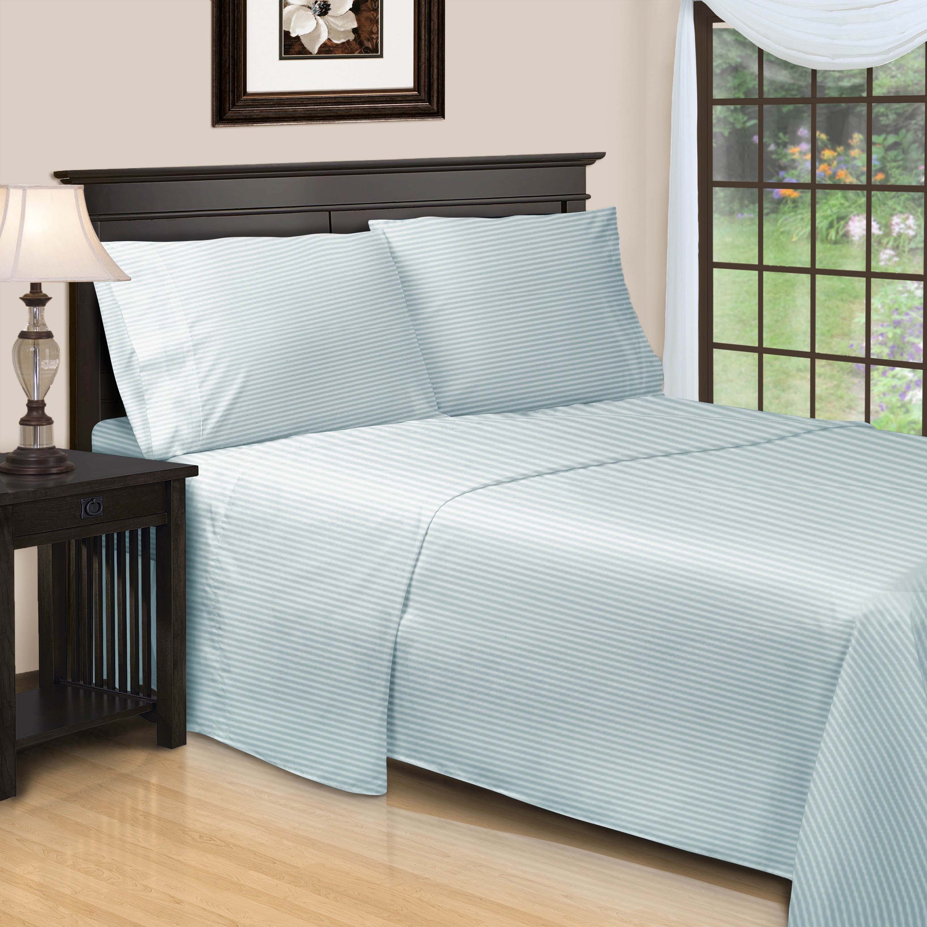 Premium 600 Thread Count Egyptian Cotton Sheet Set - Deep Pocket, Striped Design for Ultimate Comfort & Luxury - Perfect for Master Bedrooms & Guest Rooms