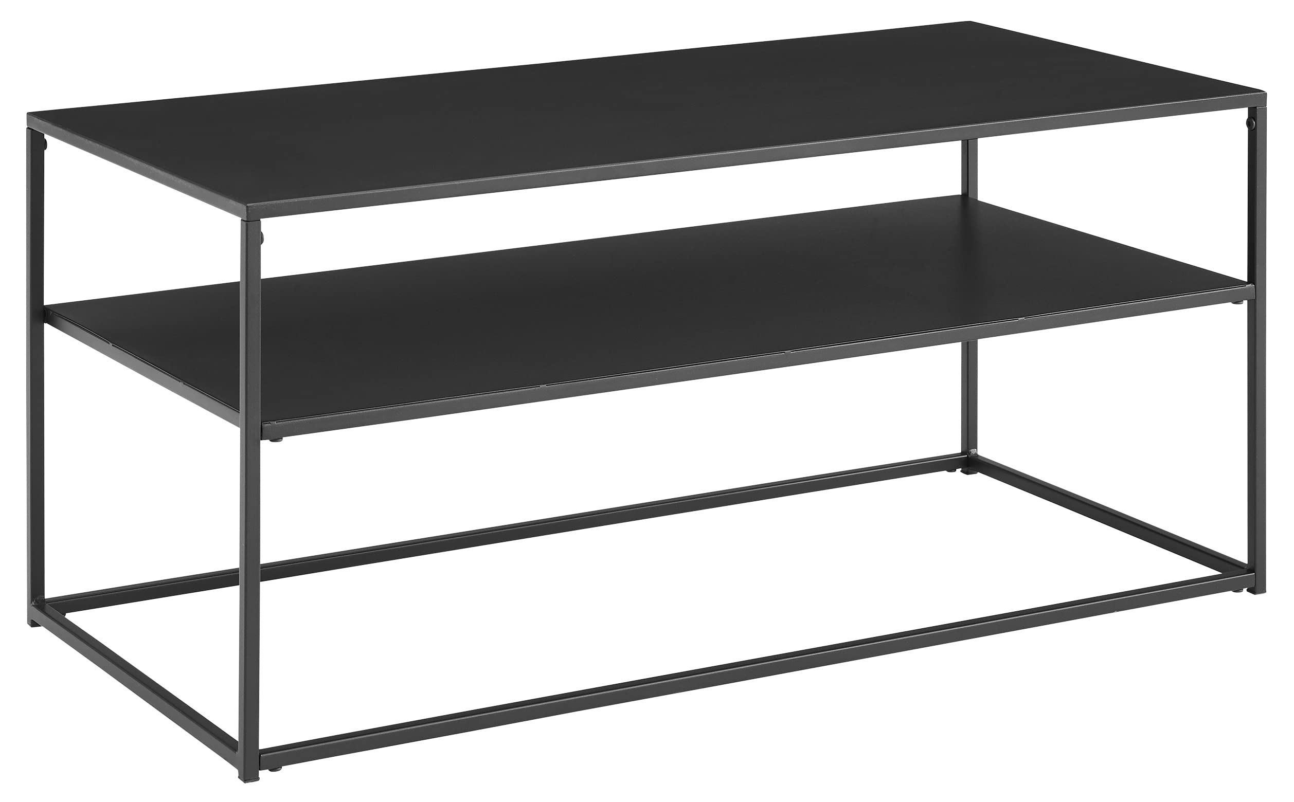 Crosley Braxton Metal Coffee Table with Storage Shelf - Matte Black for Living Room Decor