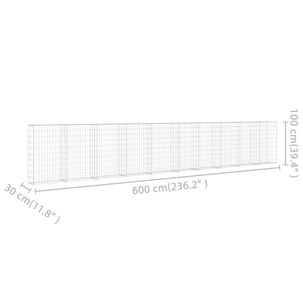 Galvanized Steel Gabion Basket with Lids - Heavy Duty Rectangular Garden Gabion Wall Cage 236.2