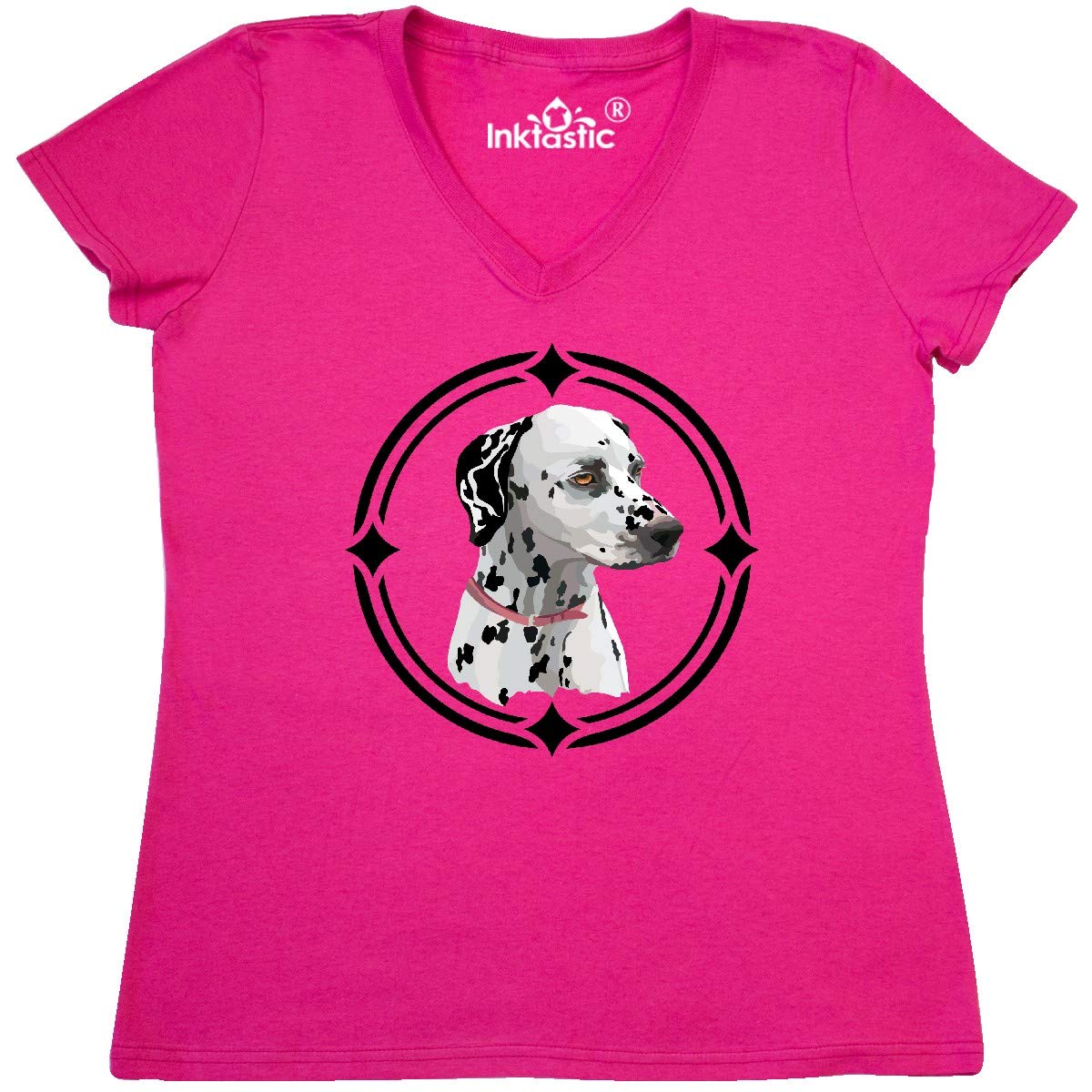 Inktastic Dalmatian Dog Art Gifts - Women's V-Neck T-Shirt with Cute Puppy Print - Perfect for Dog Lovers, Casual Wear & Gift Giving