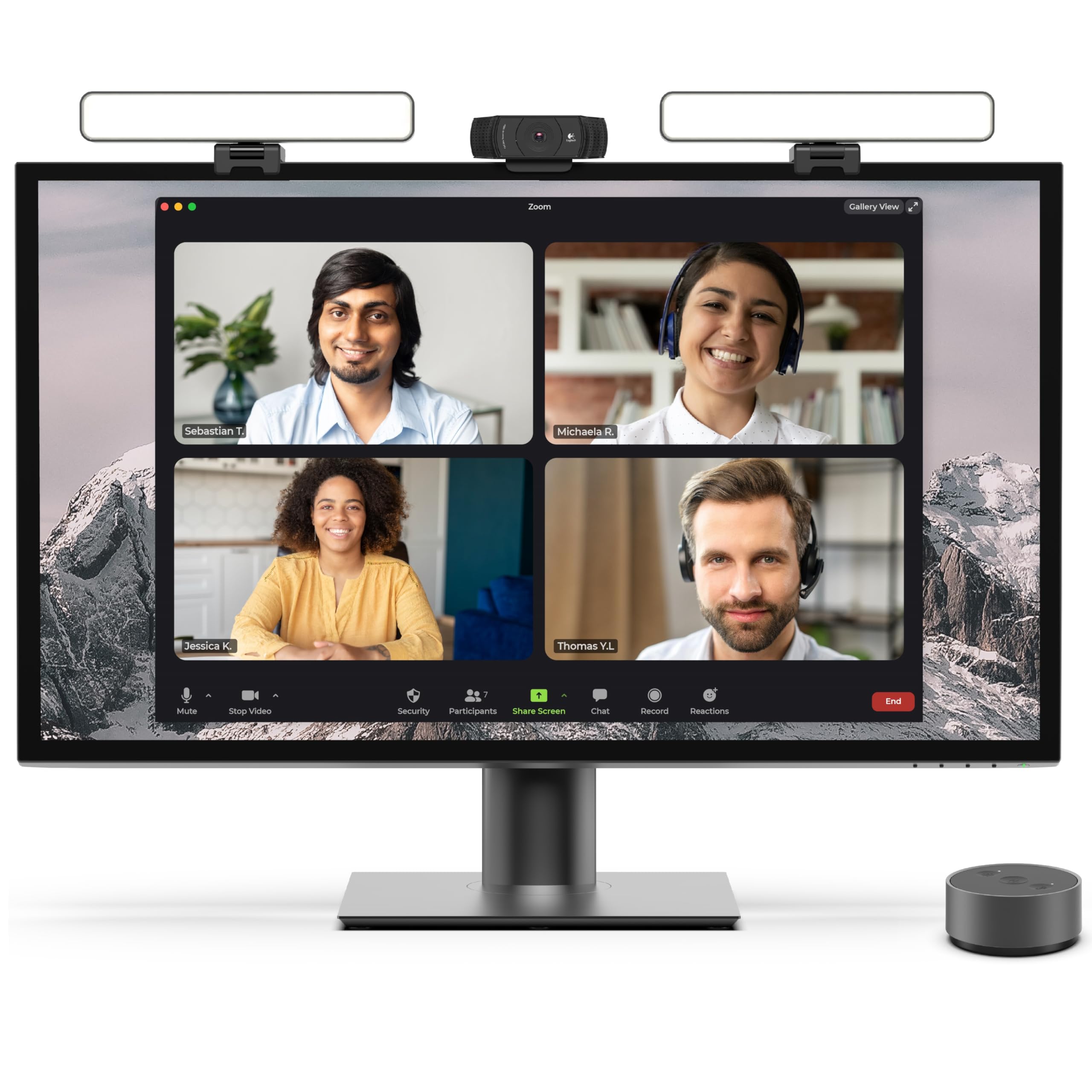 Premium LED Video Conference Lighting for Zoom, Webex & Teams - HighBeam Pro Webcam Light with Adjustable Brightness & Color Temperature - Ideal for Home Office, Remote Work & Live Streaming