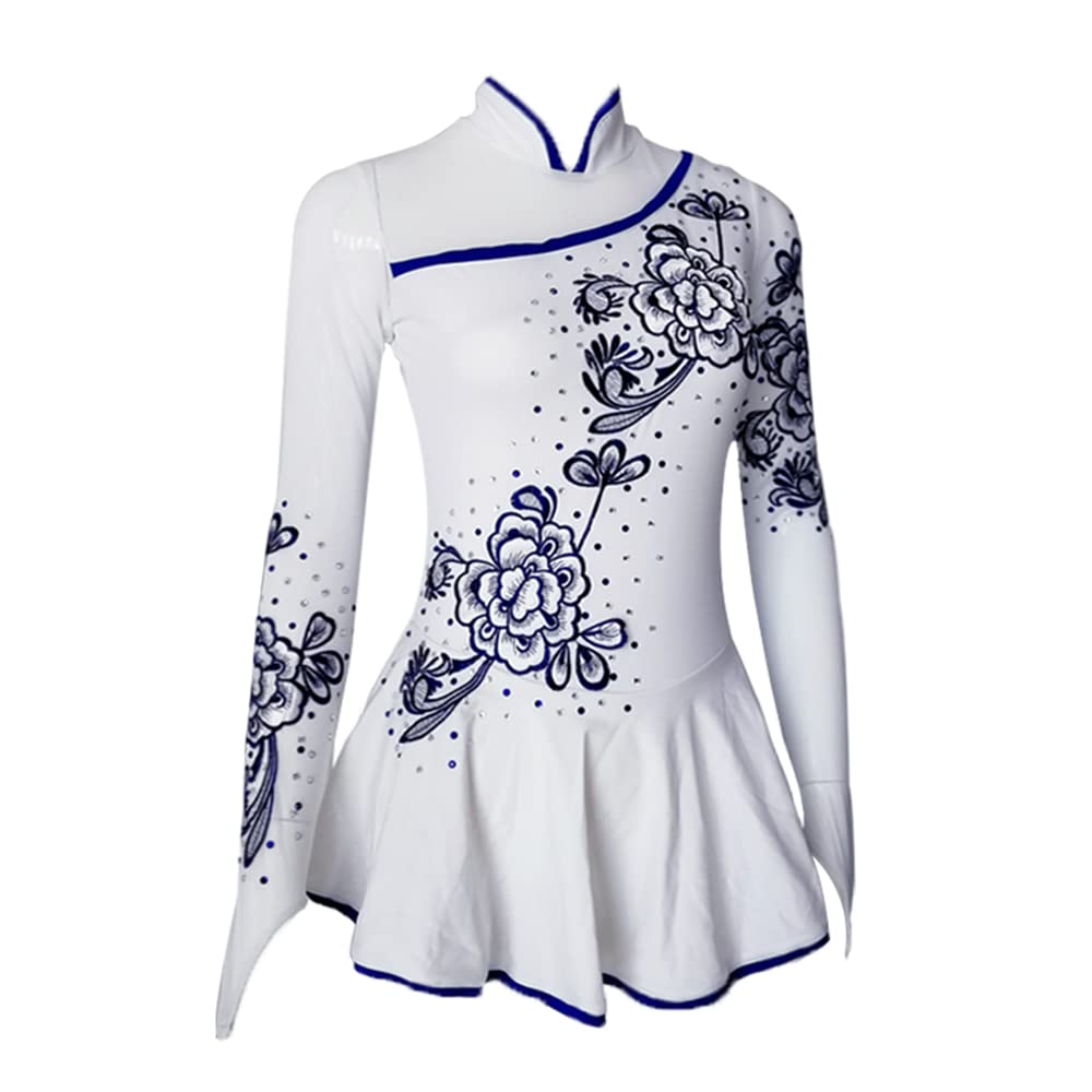 LIUHUO Girls Figure Skating Dress - White Performance Wear for Ice Skating, Dance & Competition - Youth & Women's Elegant Costume for Ice Shows, Ballet Recitals & Gymnastics