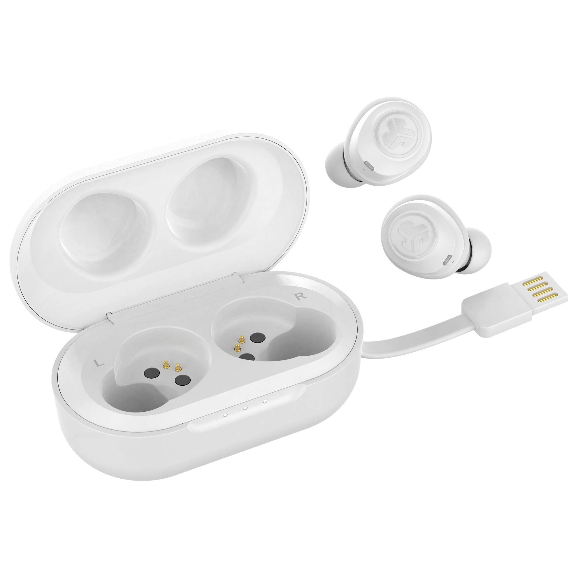 JLab Audio JBuds Air True Wireless Signature Bluetooth Earbuds with Charging Case - White | Wireless Earbuds for Running, Workout, Gym & Travel | Noise Isolating & Long Battery Life