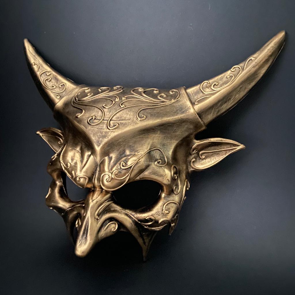 Men's Gold Devil Mask - Scary Halloween Costume Accessory for Parties & Cosplay