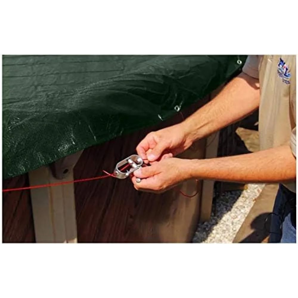 Buffalo Blizzard Supreme Winter Cover for 16x32 ft Oval Above Ground Pools | Heavy Duty Reversible Green/Black | 4 ft Extra Material with Wind Guard Clips | Perfect for Winter Protection & Snow Load Resistance in Cold Climates