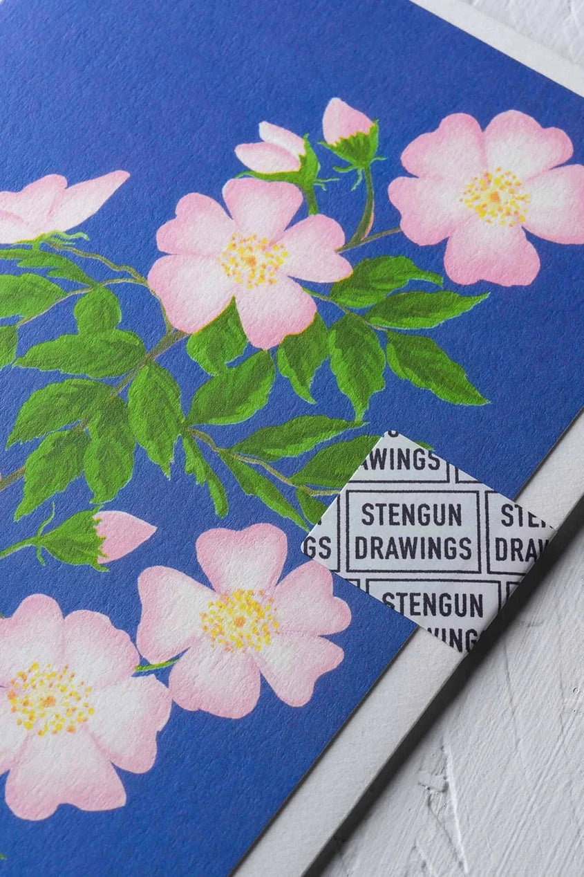 Dog Rose Greeting Card - Beautiful Floral Design for Birthday, Anniversary & Thank You Cards | Perfect for Pet Lovers & Nature Enthusiasts