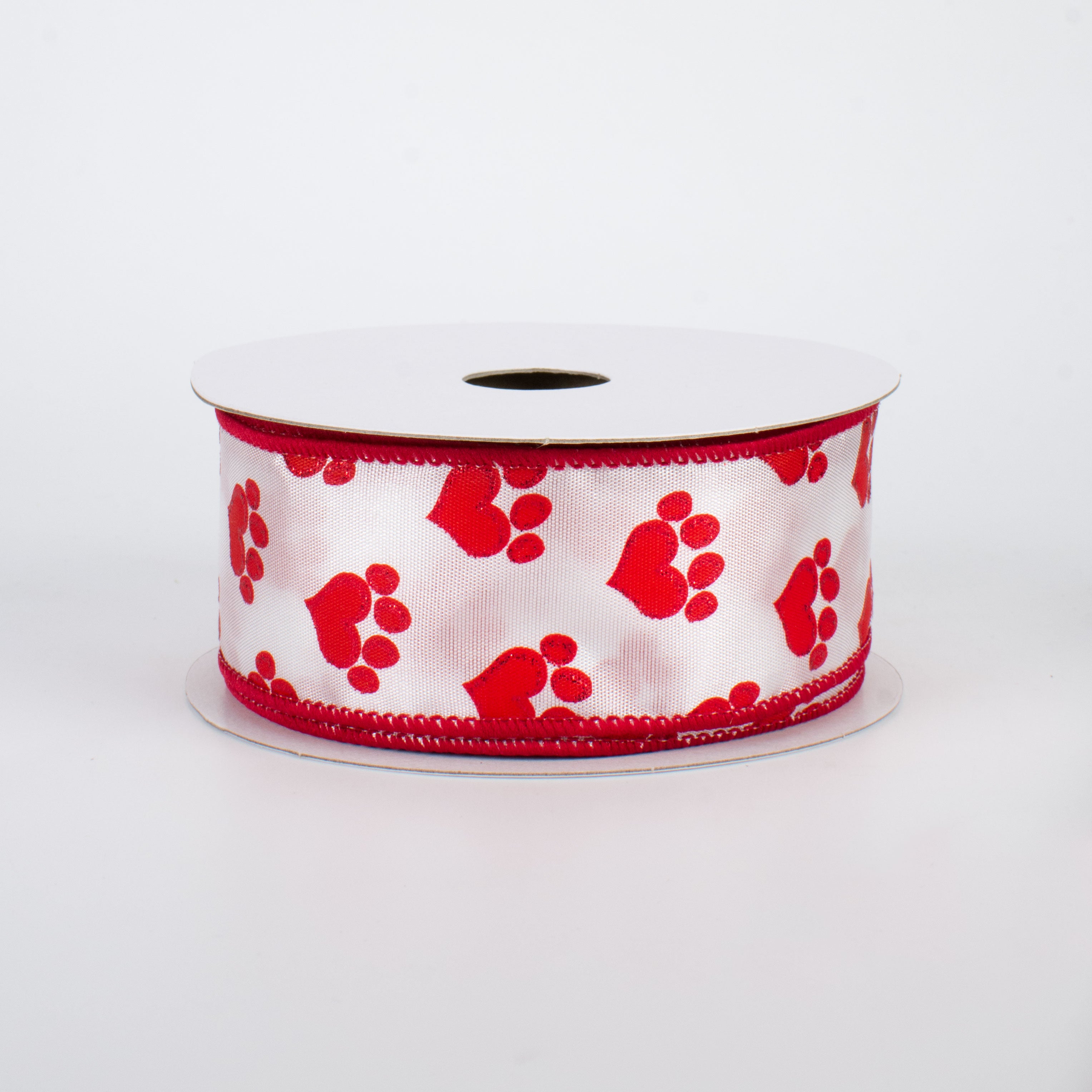 1.5 Inch Pet Paw Heart Ribbon (10 Yards) - Perfect for Dog Collars, DIY Crafts, Gift Wrapping & Party Decorations
