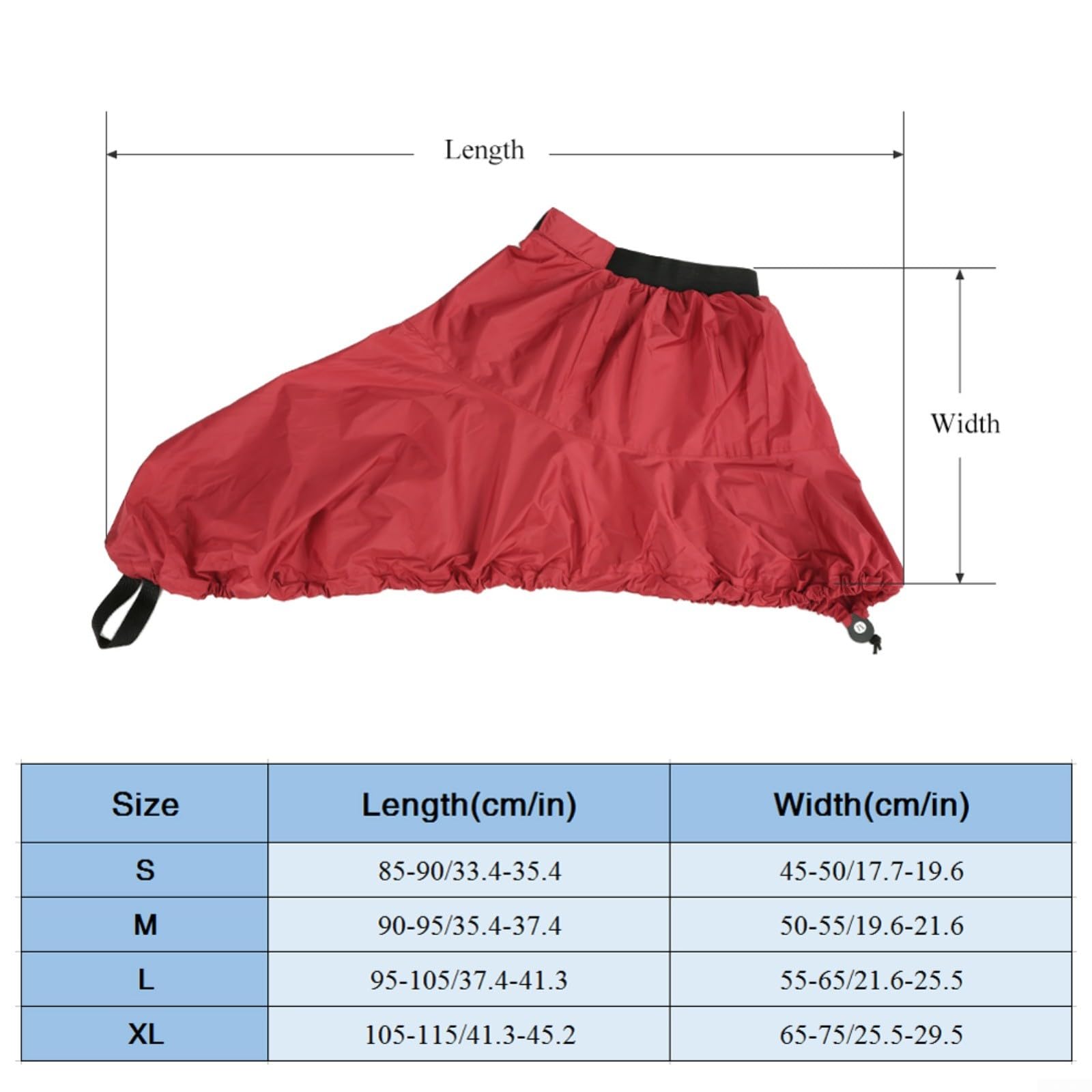 Waterproof Kayak Spray Deck Cover with Elastic Strap - for Kayaking & Canoeing (M, Red)