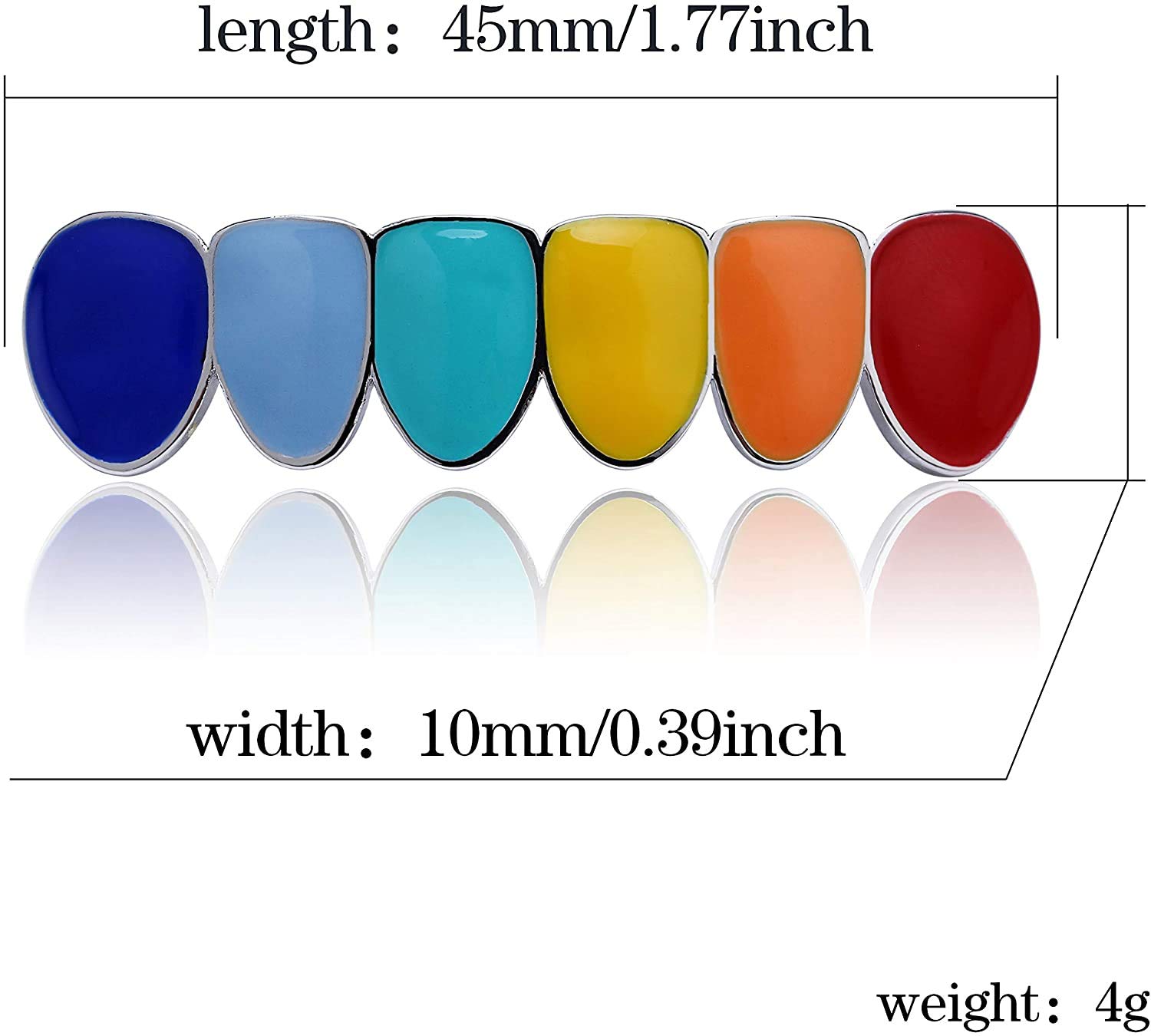 18K Gold Plated Rainbow Bottom Hip Hop Grillz for Teeth - Canjoyn Stylish Dental Jewelry for Men & Women - Perfect for Rappers, Performances and Street Fashion