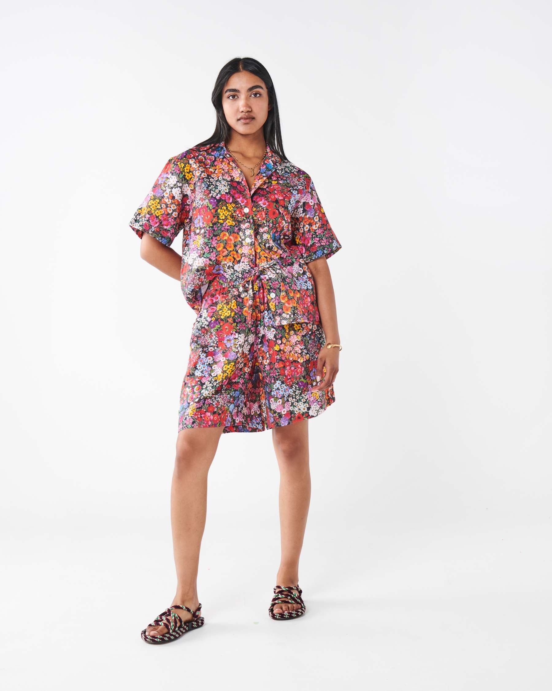 Forever Floral Black Linen Baggy Shorts - Stylish Casual Summer Shorts for Women | Perfect for Beach, Vacation & Everyday Wear
