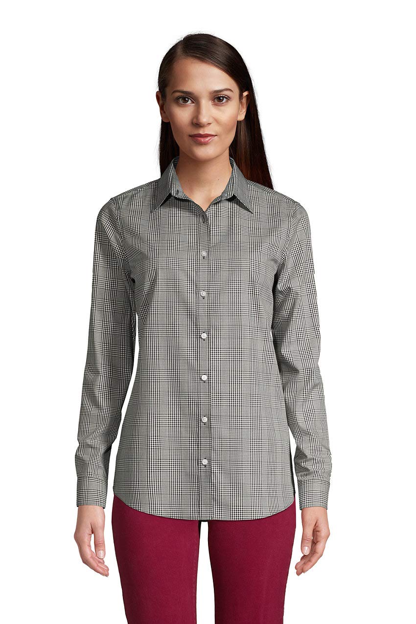 Lands' End Women's No Iron Supima Cotton Long Sleeve Button Down Shirt - Wrinkle Free Business Casual Blouse for Office & Travel