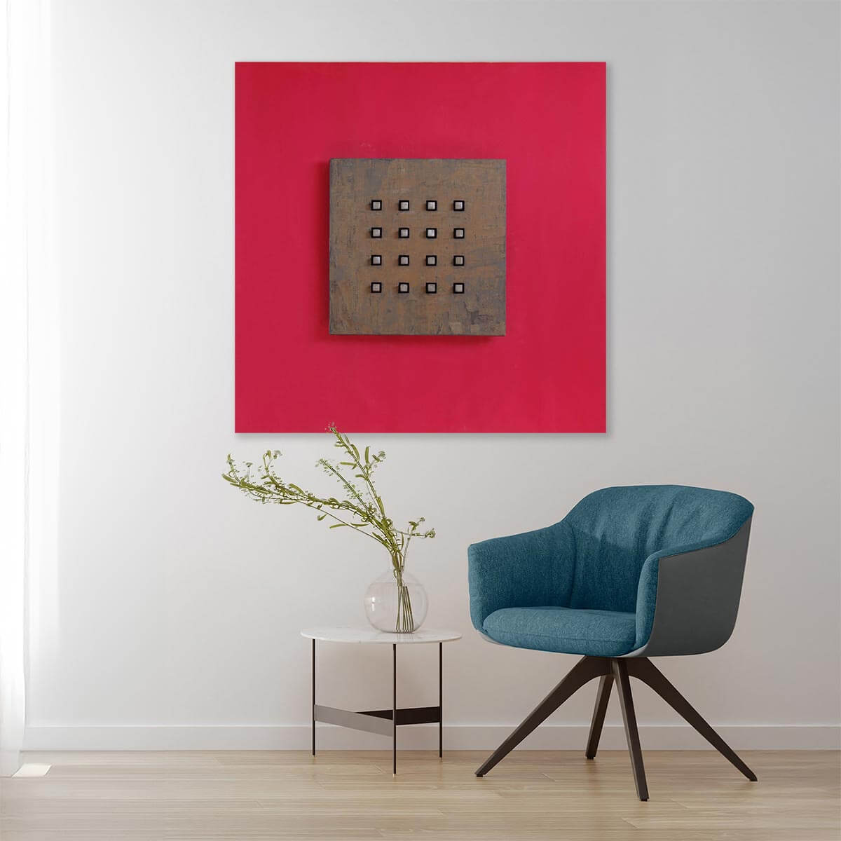Red Flower Wall Sculpture - Handmade Floral Art Decor for Living Room, Bedroom & Office - Perfect for Home & Interior Design