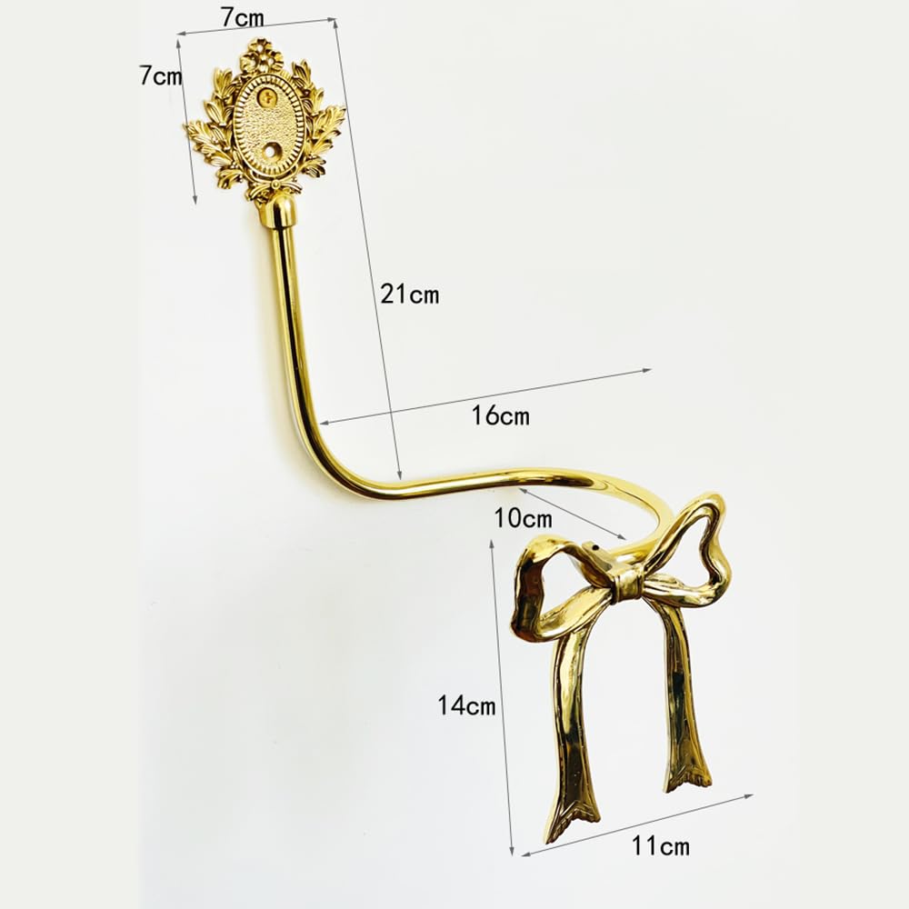 Elegant Gold Bow Curtain Tiebacks Set of 2 - Brass Curtain Holdbacks for Drapes - Decorative Wall Hook Holders for Girls Room & Living Room - Perfect for Window Treatments, Home Decor & Interior Design