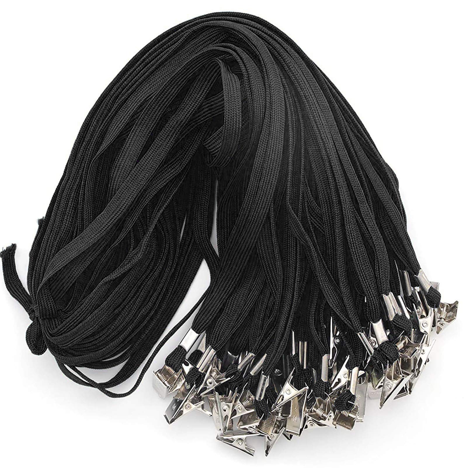 Beebel 100 Pack Black Lanyards with Badge Clip for ID Cards & Events