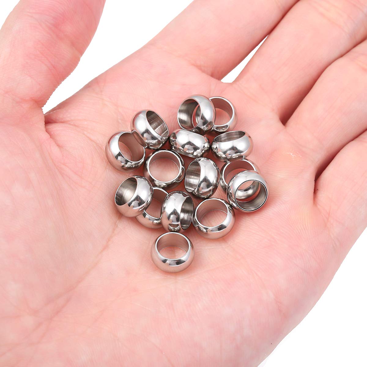 10x5mm Stainless Steel Spacer Beads - Rondelle Loose Charm Caps for DIY Jewelry Making (20pcs, 7mm Hole) - Perfect for Bracelets, Necklaces & Craft Projects