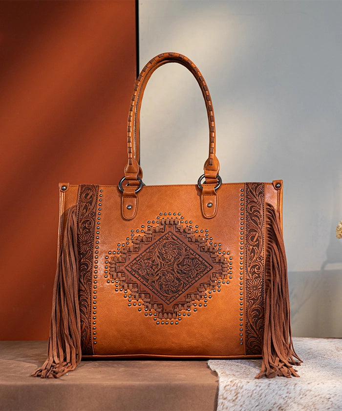 Montana West Hand-Painted Concealed Carry Tote Bag for Women - Stylish & Functional Purse with Hidden Gun Compartment - Perfect for Everyday Use, Travel & Personal Safety