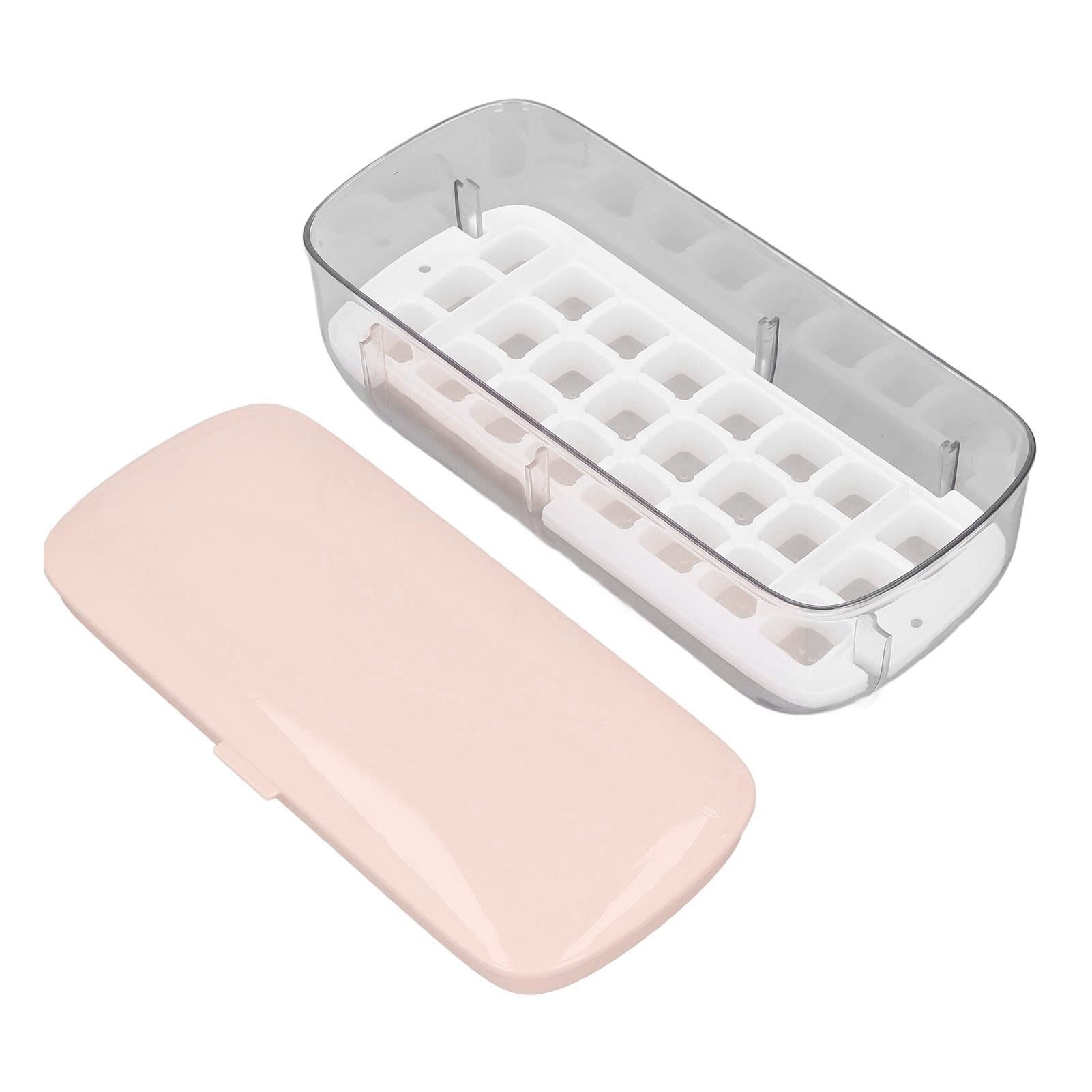 Premium Silicone Ice Mold Trays with Lid - Press Type Food Grade Space Saving Ice Maker for Whiskey, Cocktails, Juices (Pink) | Perfect for Home Bars, Parties & Summer Drinks