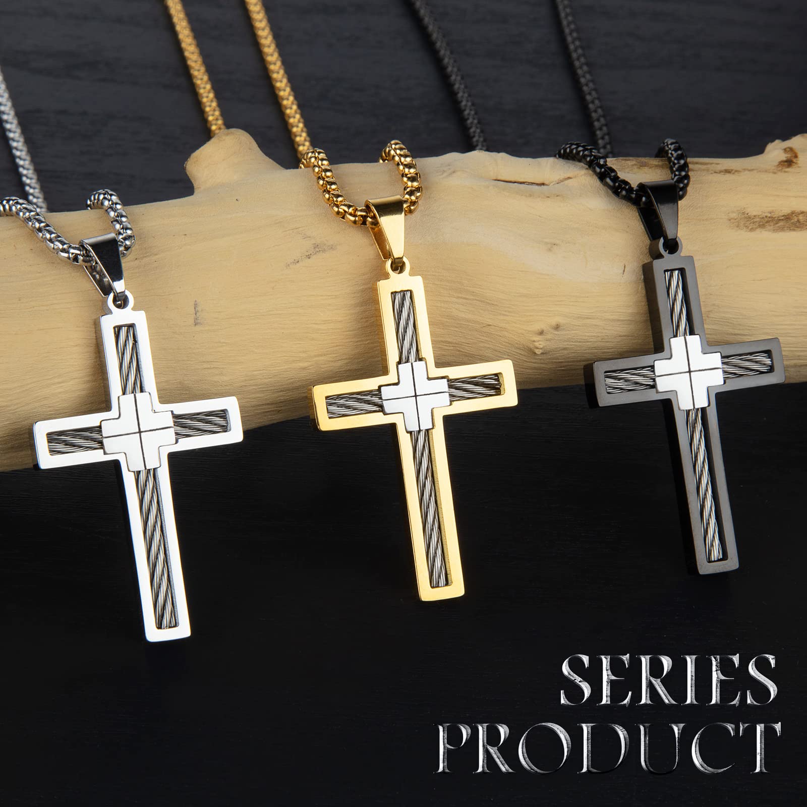 Black Cross Pendant Car Rearview Mirror Hanging Charm - Religious Truck Auto Accessory for Men & Women - Perfect for Daily Commute, Road Trips & Spiritual Protection