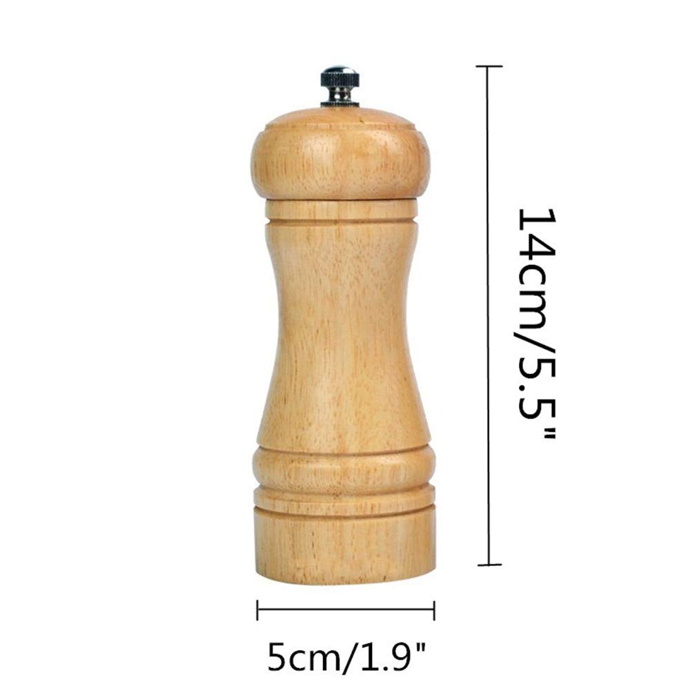 Premium Wooden Salt and Pepper Grinder Set - 5 Inch (14cm) Tall with Ceramic Rotor & Adjustable Coarseness - Perfect for Kitchen, Dining Table, and Gourmet Cooking