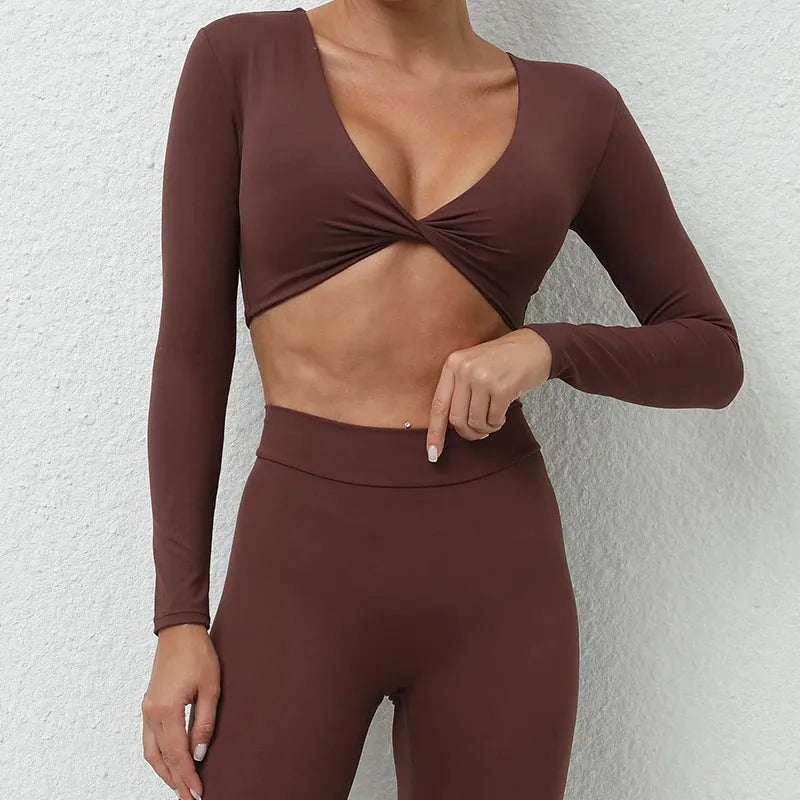 Sexy Wrinkled Long Sleeve Crop Top for Women - Quick Dry Yoga Shirt, Gym Workout Shirt, Running Sportswear - Perfect for Yoga, Gym, Running & Casual Wear