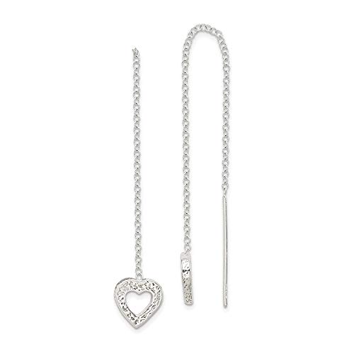 925 Sterling Silver Hammered Heart Threader Earrings for Women - Dainty Boho Jewelry Gift for Her - Perfect for Date Night & Special Occasions