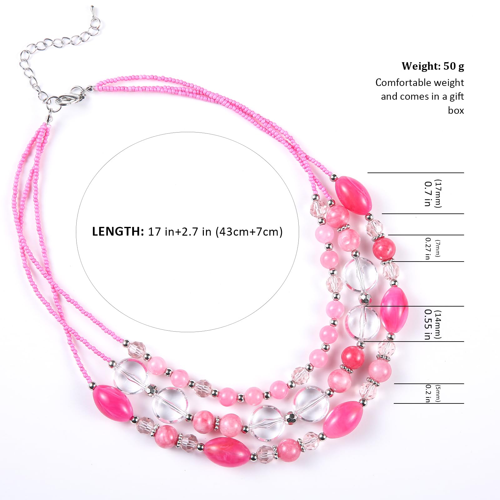 Chunky Layered Beaded Necklaces for Women - Multi Strand Statement Necklace Fashion Jewelry Gift for Mom, Birthday, Anniversary | Perfect for Fall Outfits, Office Wear & Special Occasions