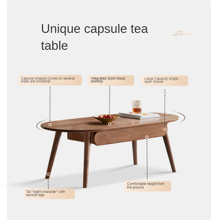 Premium Black Walnut Solid Wood Coffee Table - Modern Living Room Furniture for Capsule Apartments & Small Spaces - Perfect for Coffee, Reading & Relaxing