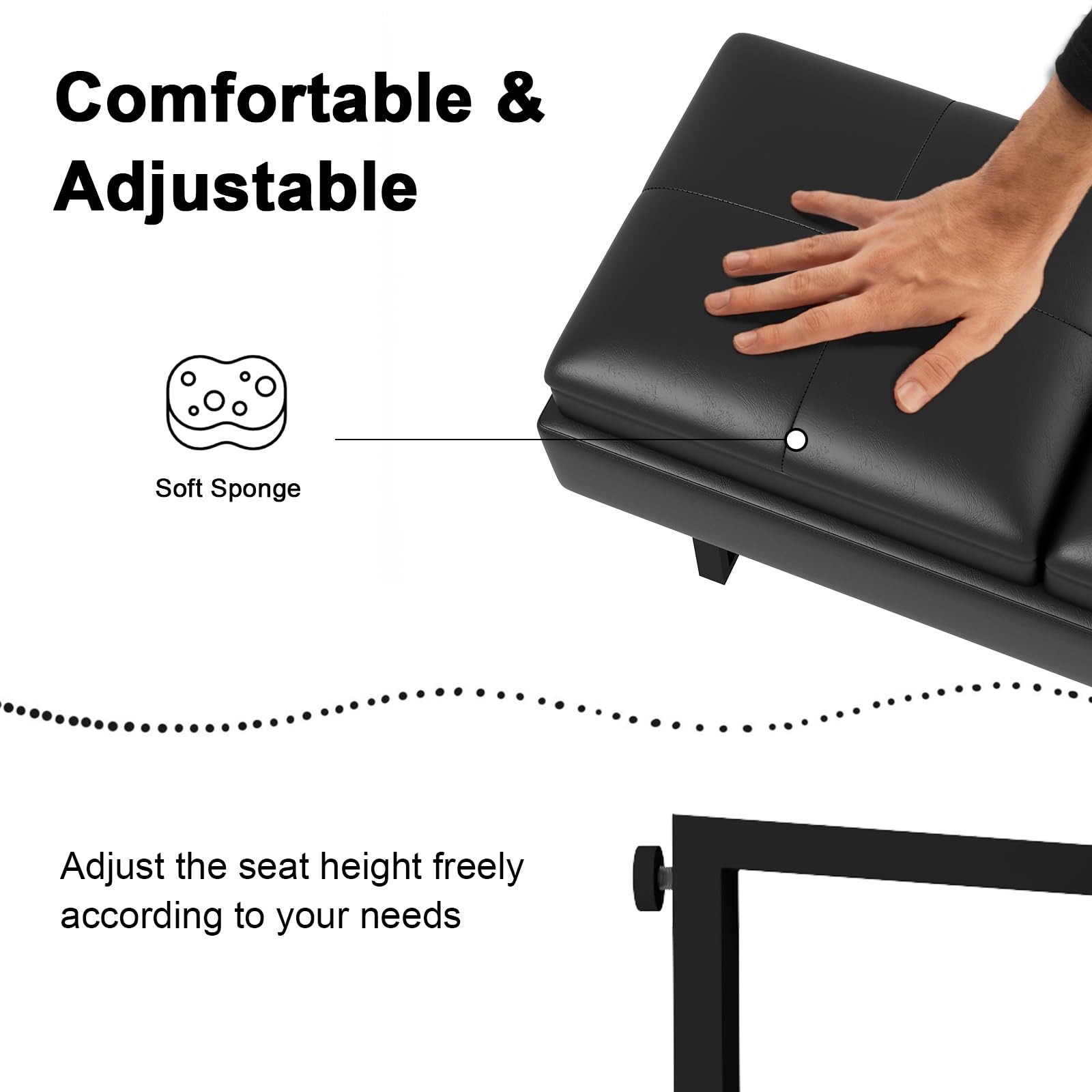 Kinsuite 3-Seat Leather Waiting Room Bench with Thickened Cushion - Modern Office Reception Furniture for Barber Shop, Nail Salon, Clinic & Hotel Lobby - Comfortable Entryway Seating Solution
