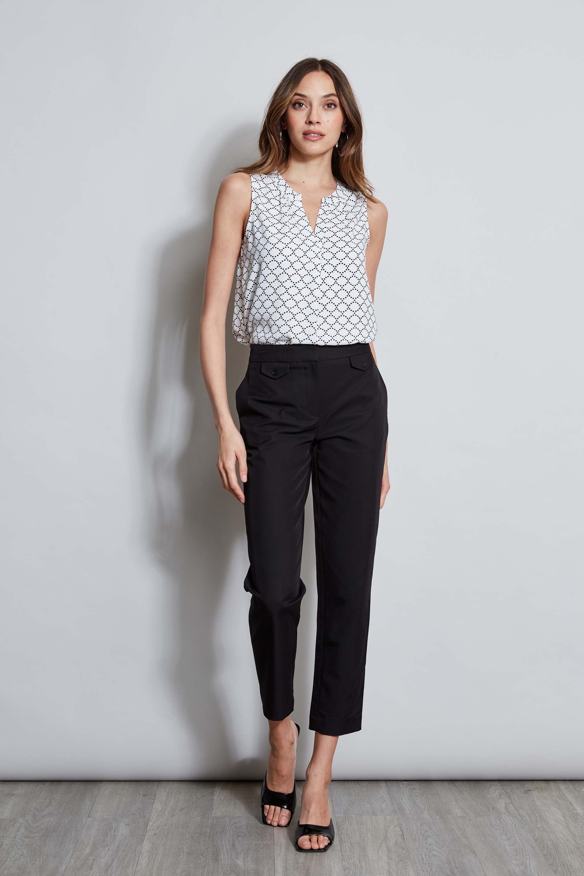 Tahari Dot Mesh Sleeveless Blouse for Women - Breathable Summer Top for Office Wear & Casual Outfits