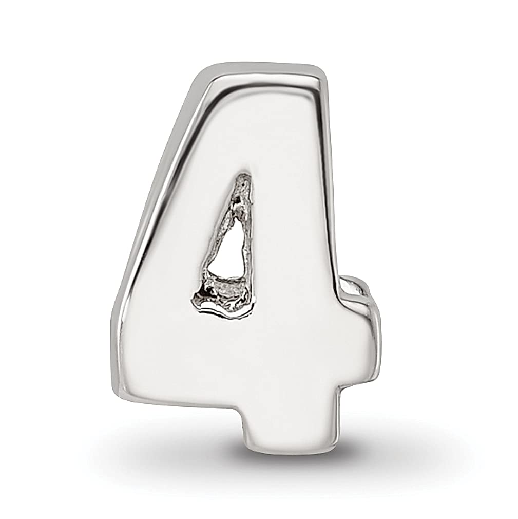 925 Silver Number 4 Charm Bead for Bracelet - Women's Alphabet Jewelry Gift for Birthdays & Anniversaries