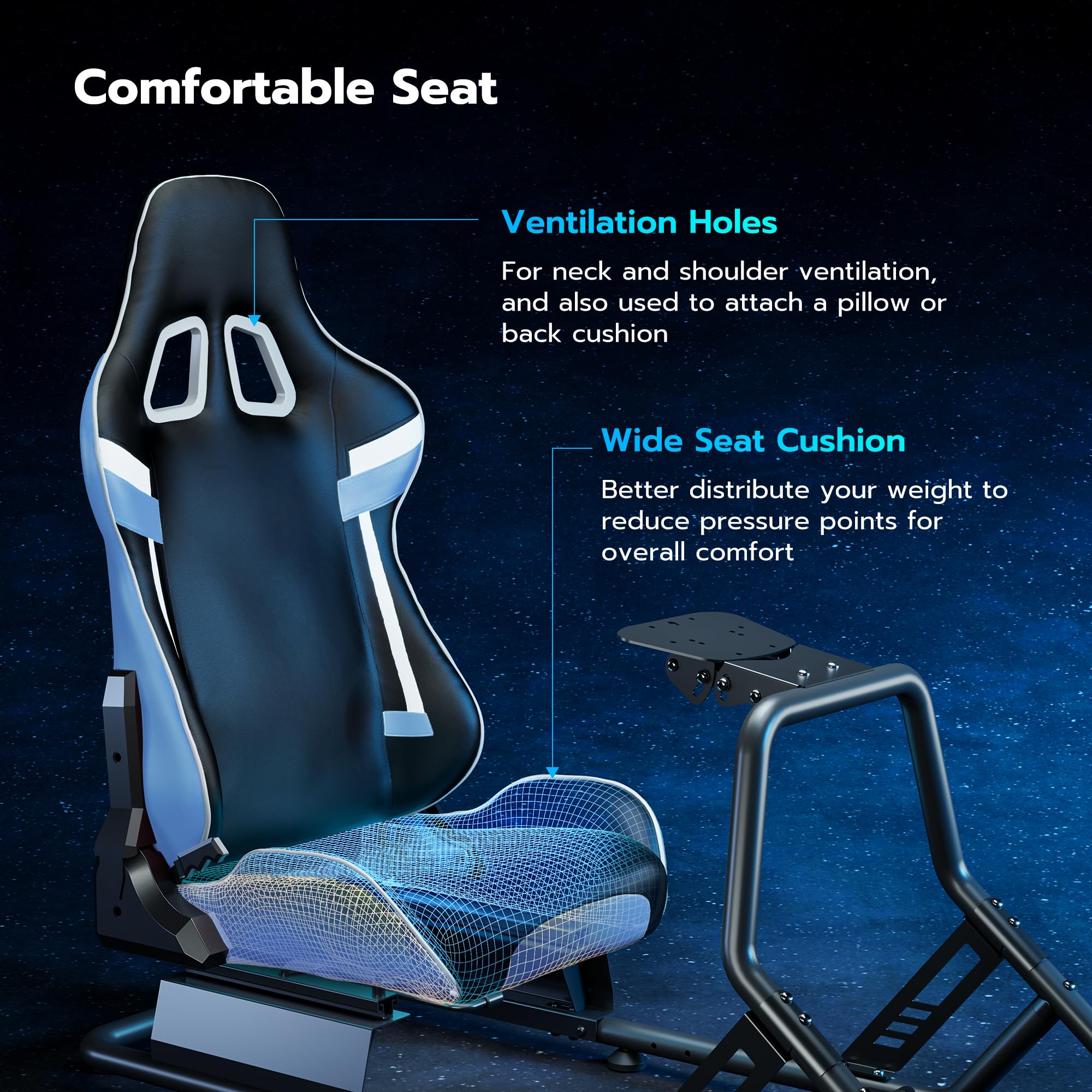 ARES WING Sim Racing Cockpit with Adjustable Monitor Mount & Seat - Compatible with Fanatec, Thrustmaster, Logitech, Moza - Perfect for PS5, PS4, Xbox & PC Racing Games - Ideal for Home Gaming Setup & Professional Esports Training