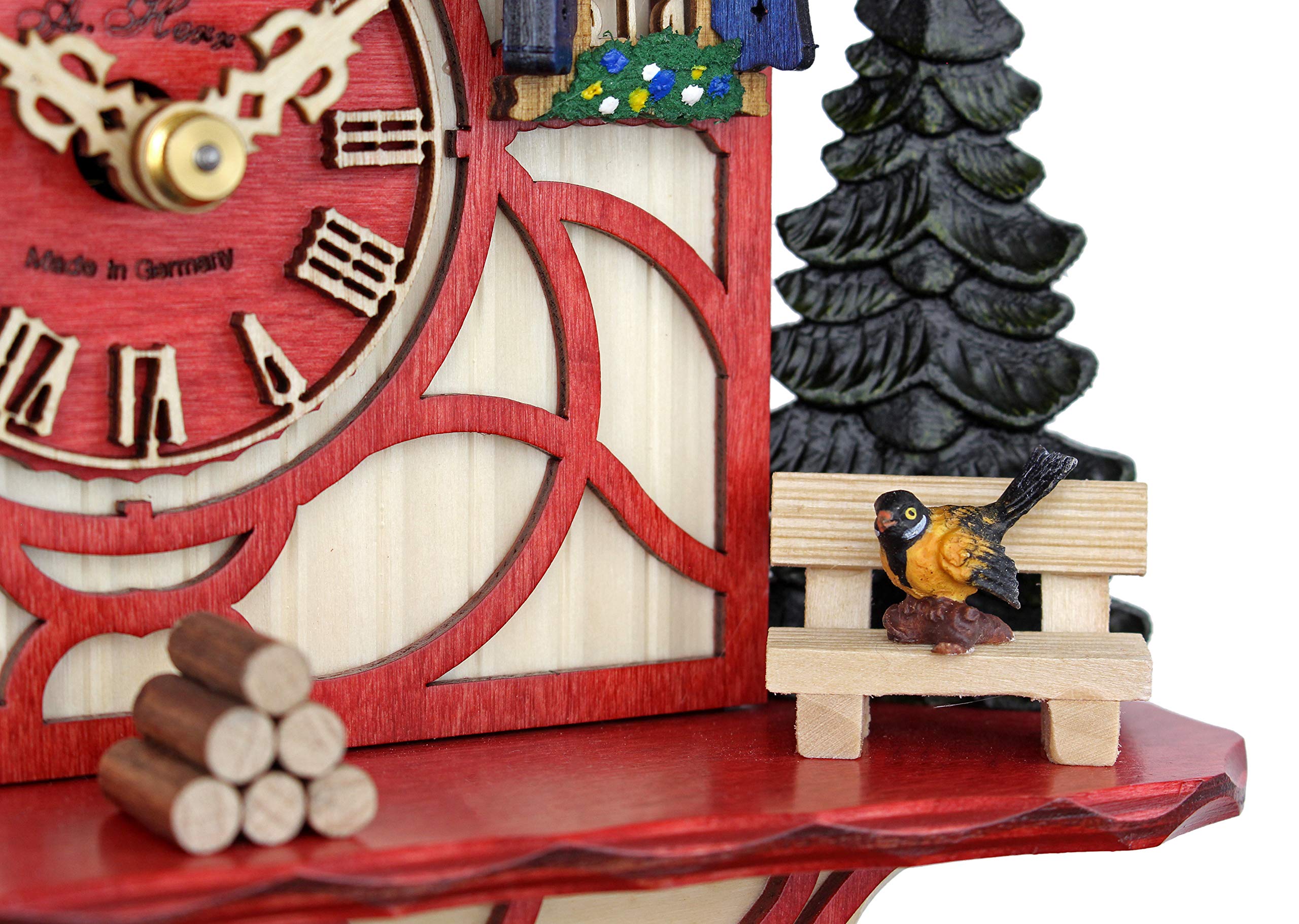 Authentic German Cuckoo Clock - Handcrafted Wooden Magic Red Design - Perfect for Home Decor, Gifts & Traditional Wall Clocks